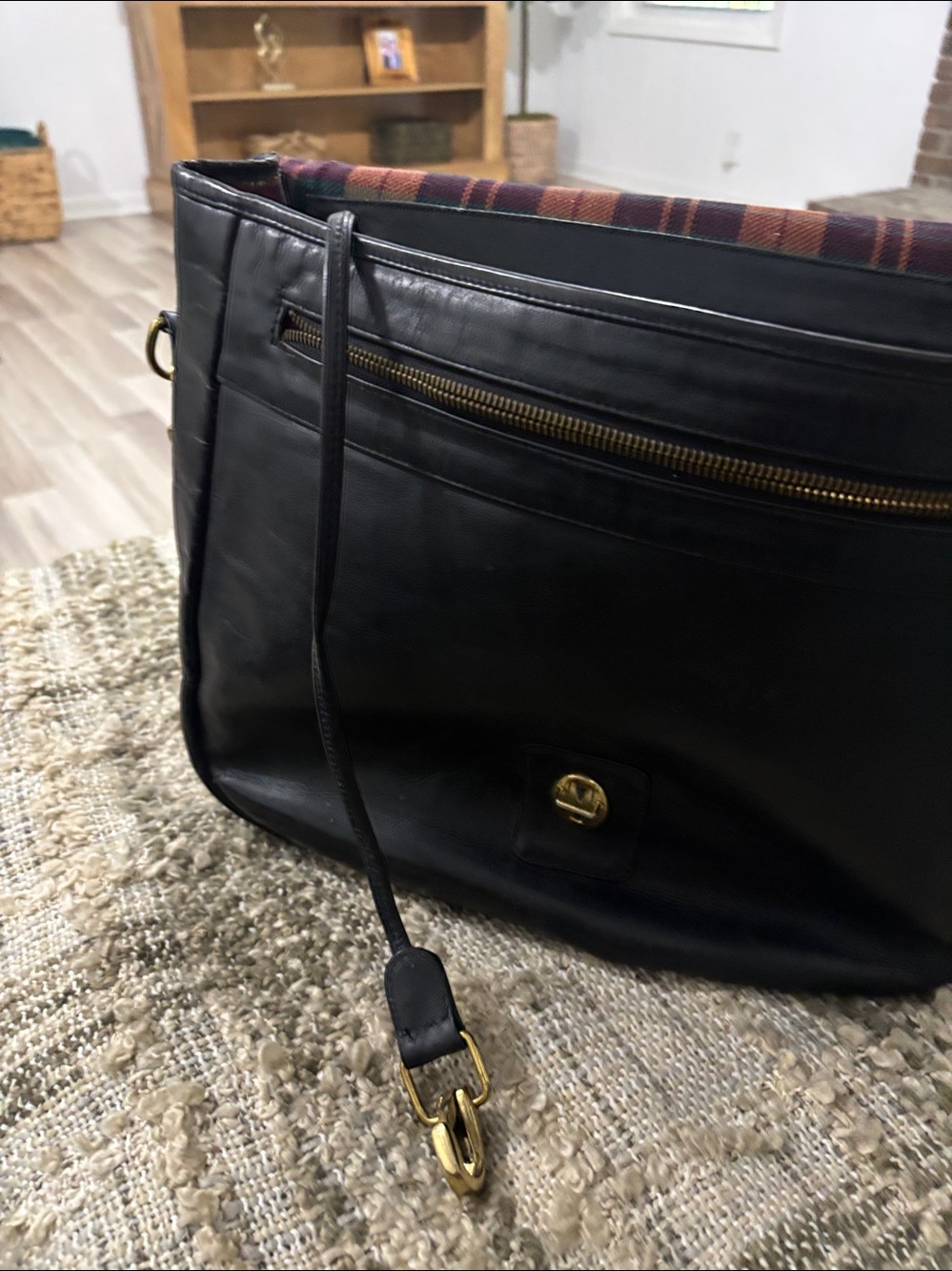 Wilson Leather Black Men's Convertible Messenger Backpack Bag with Brass Buckle - Picture 14 of 16